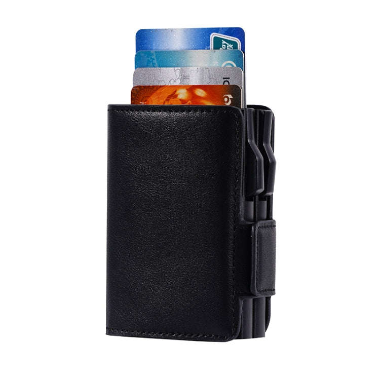 FY2403 RFID Anti-magnetic Crazy Horse Texture PU Dual Box Card Bag(Black)
