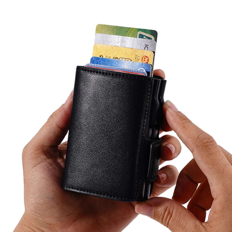 FY2403 RFID Anti-magnetic Crazy Horse Texture PU Dual Box Card Bag(Black)