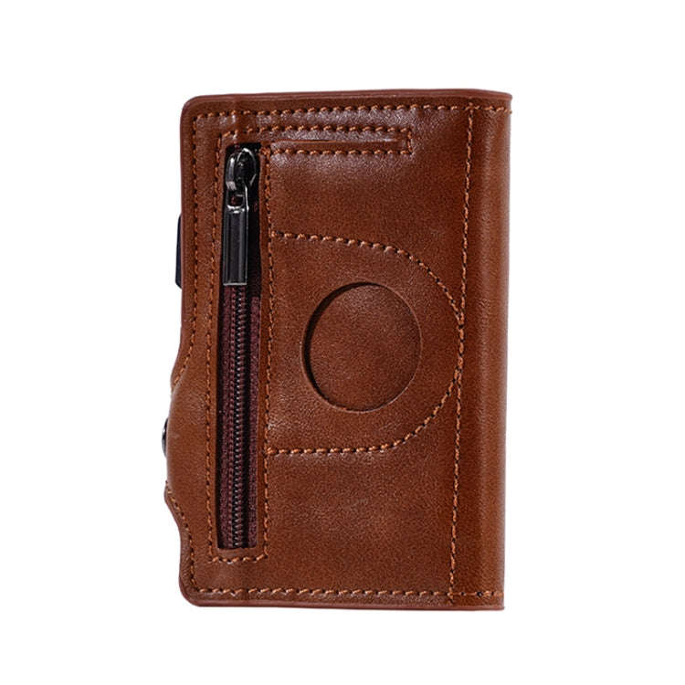 FY2404 RFID Anti-magnetic Double Ear Buckle PU Card Bag(Brown)
