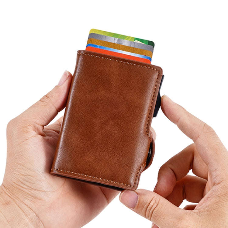 FY2404 RFID Anti-magnetic Double Ear Buckle PU Card Bag(Black)
