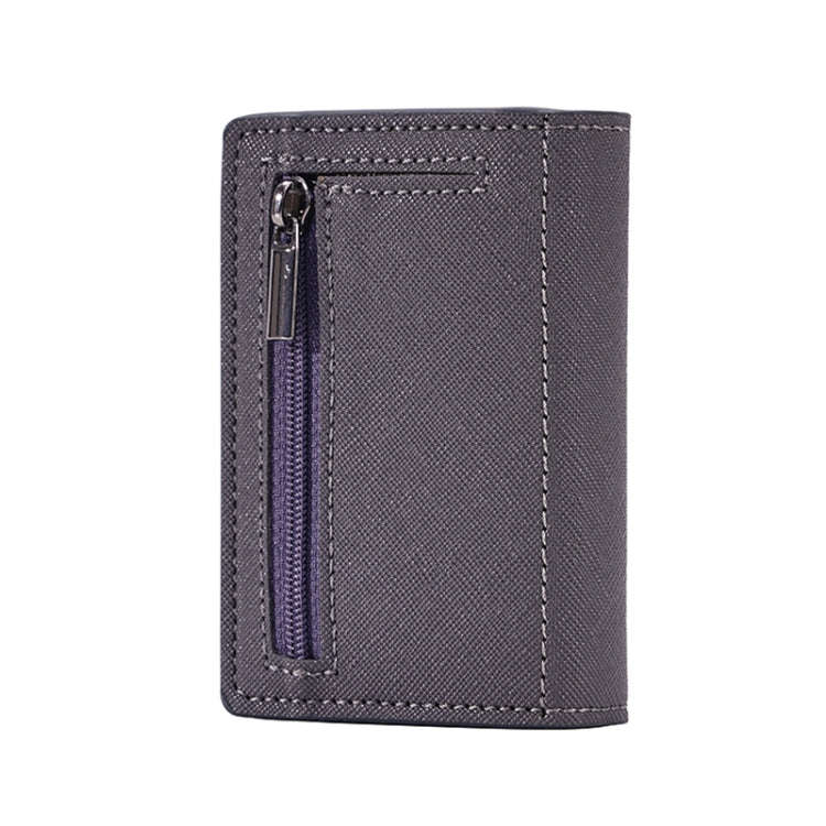 FY2409 RFID Anti-magnetic Cross Texture PU Triple Fold Card Bag(Grey)