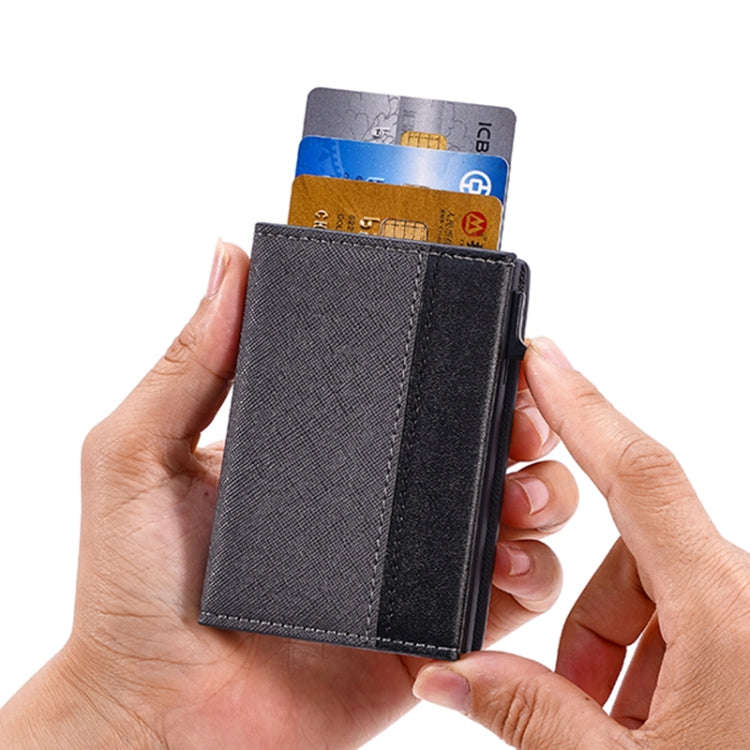 FY2409 RFID Anti-magnetic Cross Texture PU Triple Fold Card Bag(Grey)