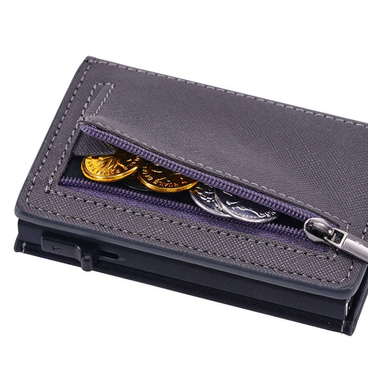 FY2409 RFID Anti-magnetic Cross Texture PU Triple Fold Card Bag(Grey)