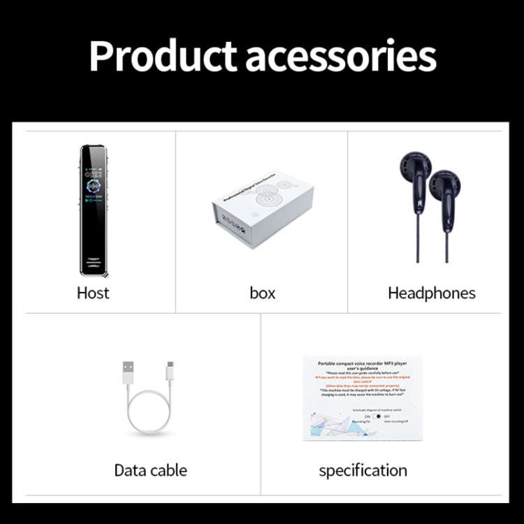 JNN Q22 HD Color Screen Stick Shape Portable Voice Recording Pen, Memory:16GB(Black)