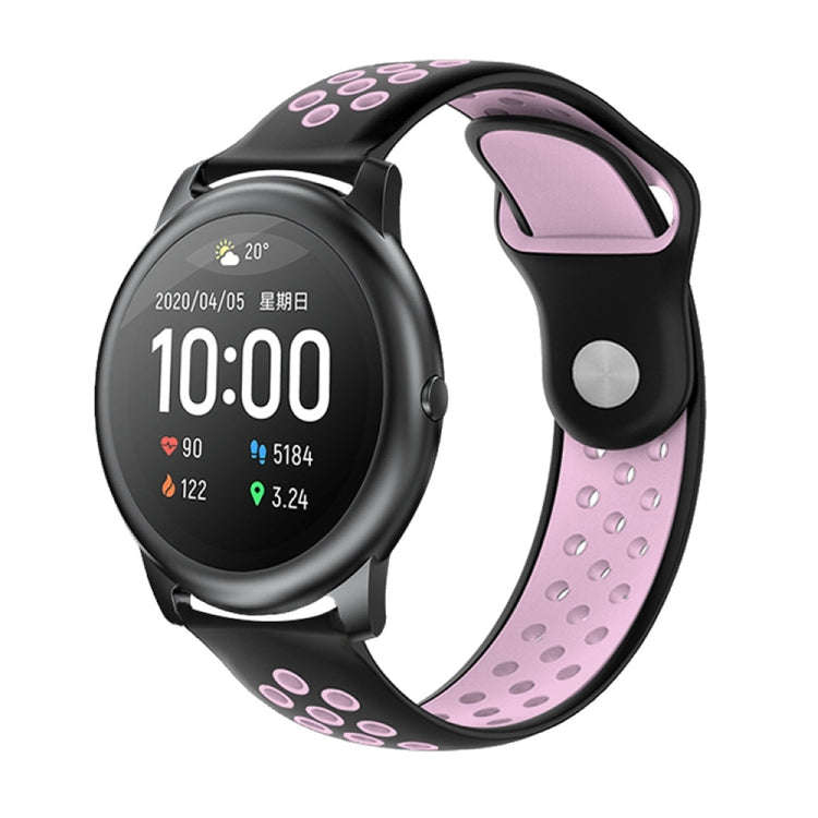 For Xiaomi Haylou Solar / LS05 Silicone Reverse Buckle Strap(Black+Pink)
