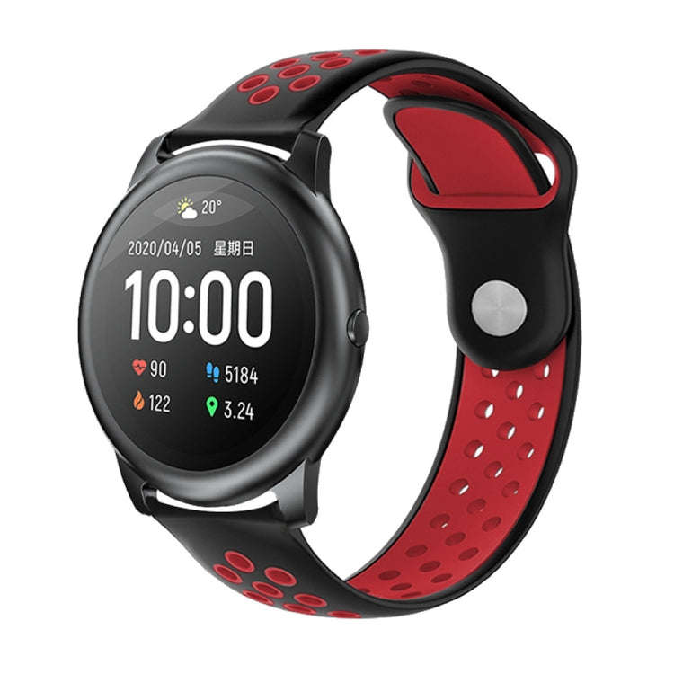 For Xiaomi Haylou Solar / LS05 Silicone Reverse Buckle Strap(Black+Red)