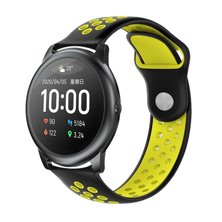 For Xiaomi Haylou Solar / LS05 Silicone Reverse Buckle Strap(Black+Yellow)
