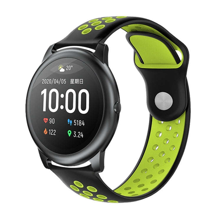 For Xiaomi Haylou Solar / LS05 Silicone Reverse Buckle Strap(Black+Green)
