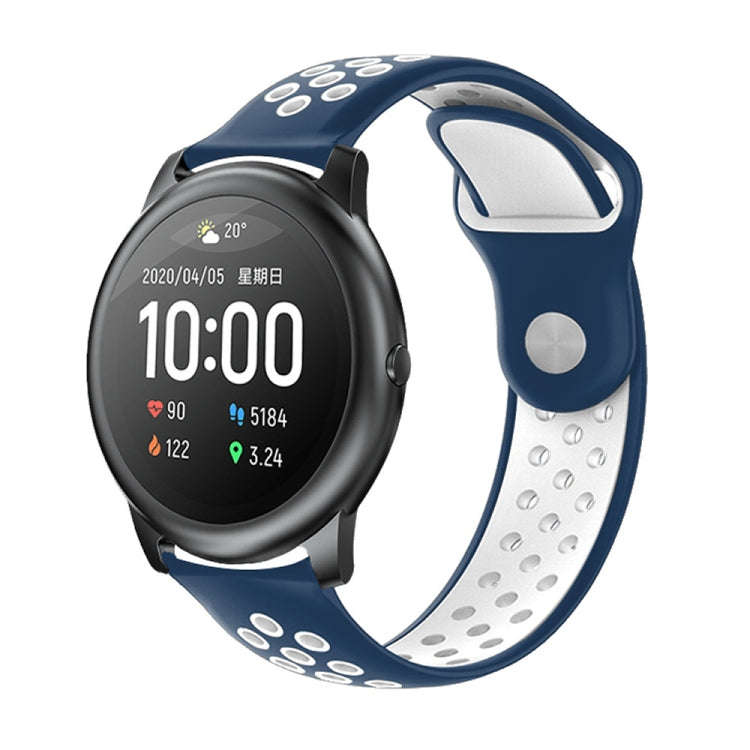 For Xiaomi Haylou Solar / LS05 Silicone Reverse Buckle Strap(Blue+White)