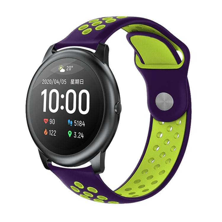 For Xiaomi Haylou Solar / LS05 Silicone Reverse Buckle Strap(Purple+Green)