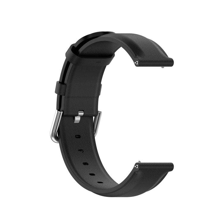 For Ticwatch Pro 2020 22mm Leather Watch Band with Round Tail Buckle(Black)