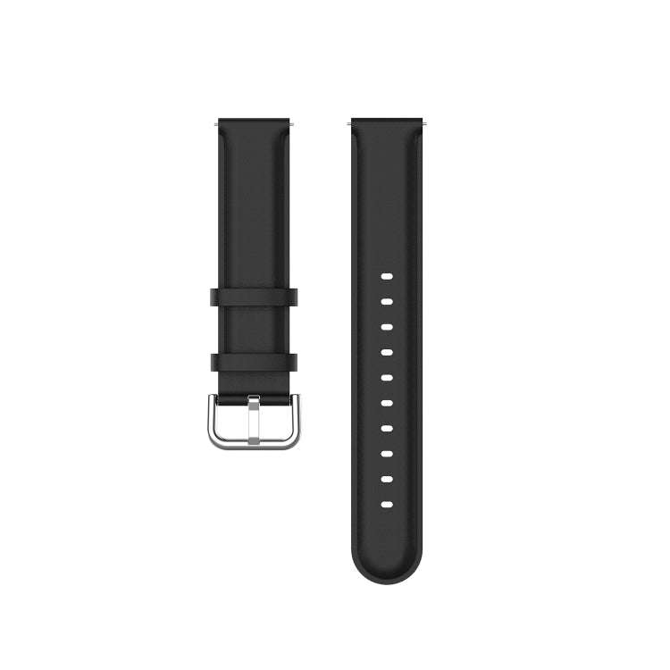 For Ticwatch Pro 2020 22mm Leather Watch Band with Round Tail Buckle(Black)