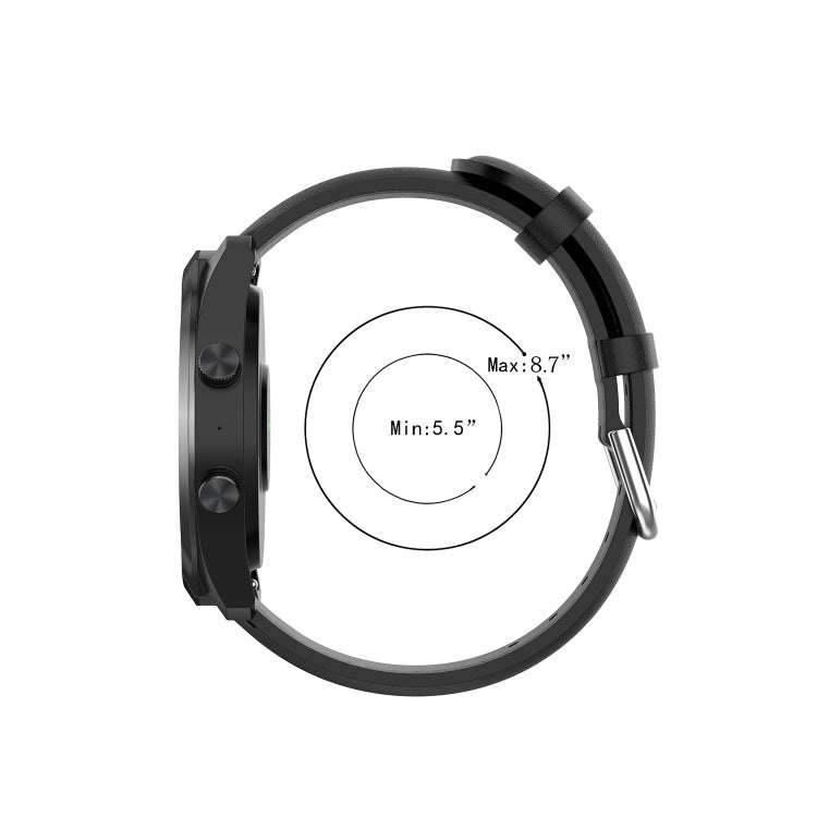 For Ticwatch Pro 2020 22mm Leather Watch Band with Round Tail Buckle(Black)