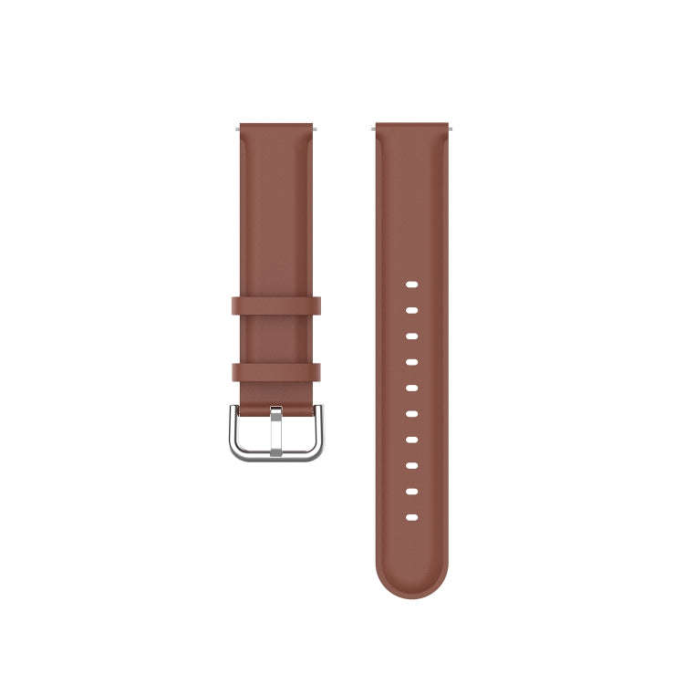 For Ticwatch Pro 2020 22mm Leather Watch Band with Round Tail Buckle(Brown)