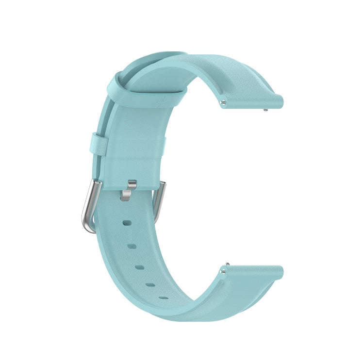 For Ticwatch Pro 2020 22mm Leather Watch Band with Round Tail Buckle(Light Blue)