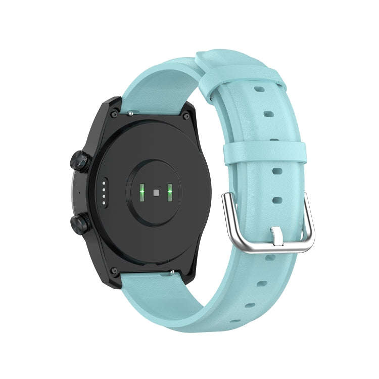 For Ticwatch Pro 2020 22mm Leather Watch Band with Round Tail Buckle(Light Blue)