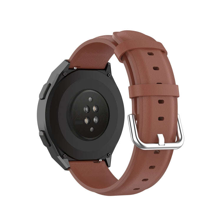 For Huawei Watch GT 2e 22mm Leather Watch Band with Round Tail Buckle(Brown)