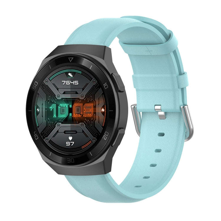 For Huawei Watch GT 2e 22mm Leather Watch Band with Round Tail Buckle(Light Blue)