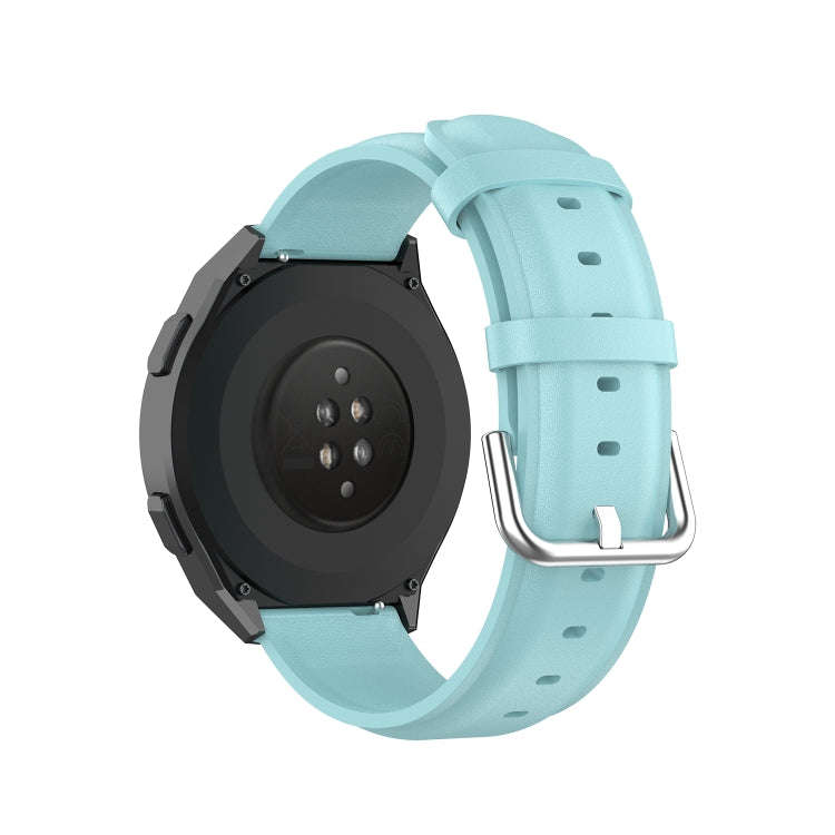 For Huawei Watch GT 2e 22mm Leather Watch Band with Round Tail Buckle(Light Blue)