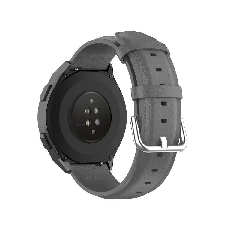 For Huawei Watch GT 2e 22mm Leather Watch Band with Round Tail Buckle(Grey)