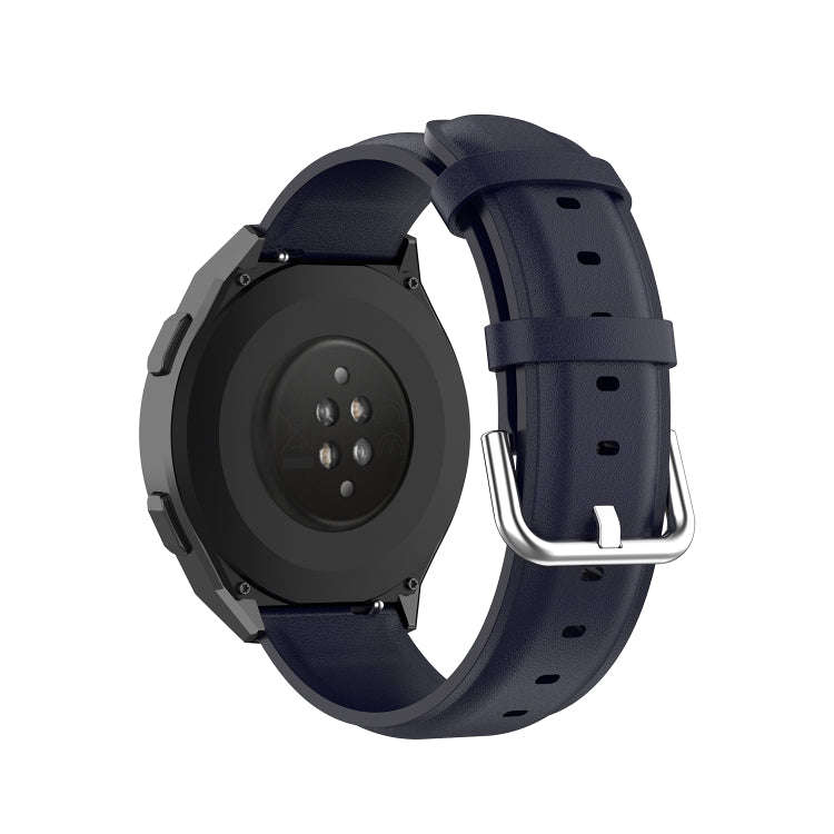 For Huawei Watch GT 2e 22mm Leather Watch Band with Round Tail Buckle(Navy Blue)