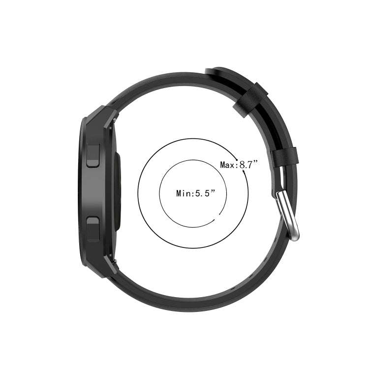 For Huawei Watch GT 2e 22mm Leather Watch Band with Round Tail Buckle(Navy Blue)