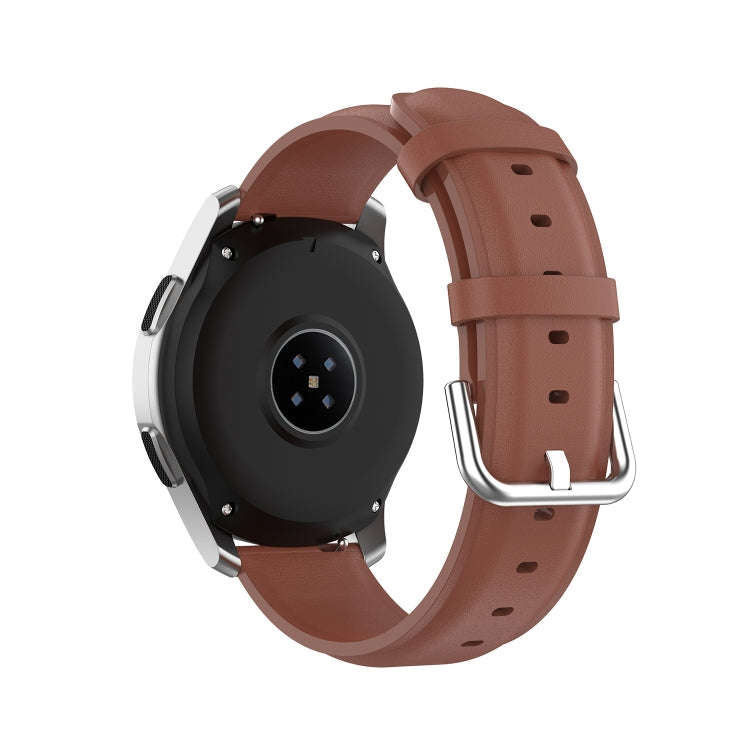 For Samsung Galaxy Watch 3 45mm 22mm Leather Strap with Round Tail Buckle(Brown)