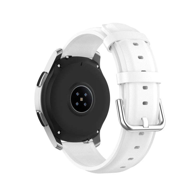 For Samsung Galaxy Watch 3 45mm 22mm Leather Strap with Round Tail Buckle(White)