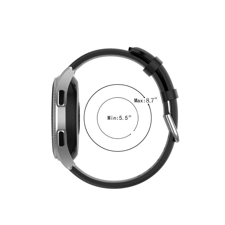 For Samsung Galaxy Watch 3 45mm 22mm Leather Strap with Round Tail Buckle(Navy Blue)