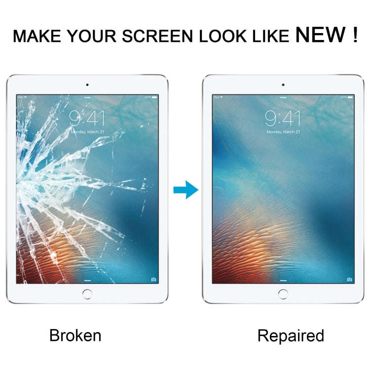 For iPad Pro 9.7 Front Screen Outer Glass Lens with OCA Optically Clear Adhesive(Black)