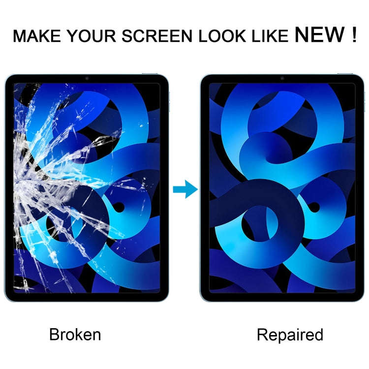 For iPad Air 5 Front Screen Outer Glass Lens with OCA Optically Clear Adhesive(Black)