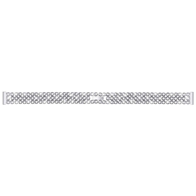 For Xiaomi Mi Band 3 / 4 Diamond-studded Stainless Steel Replacement Wrist Strap(Silver)