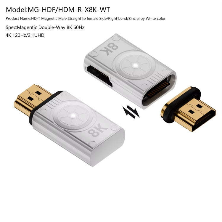 8K 60Hz HDTV to HDTV Side Bend Magnetic Converter(Sliver Right Bend)