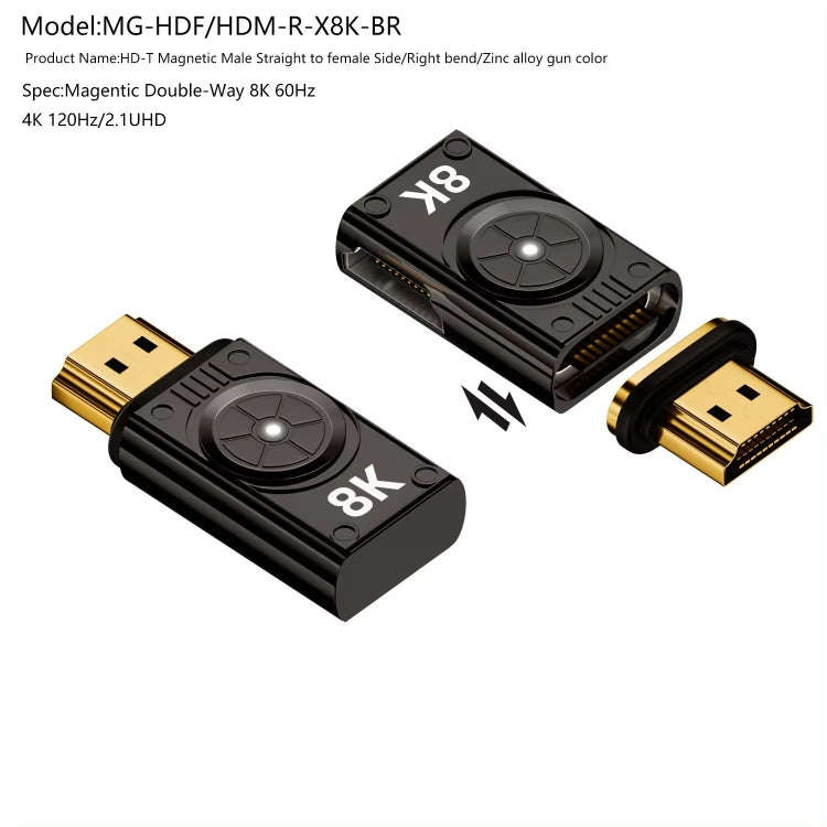 8K 60Hz HDTV to HDTV Side Bend Magnetic Converter(Brown Right Bend)