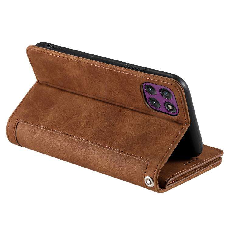 For Motorola Edge 60 Pro Nine Card Zipper Bag Leather Phone Case with Lanyard(Brown)