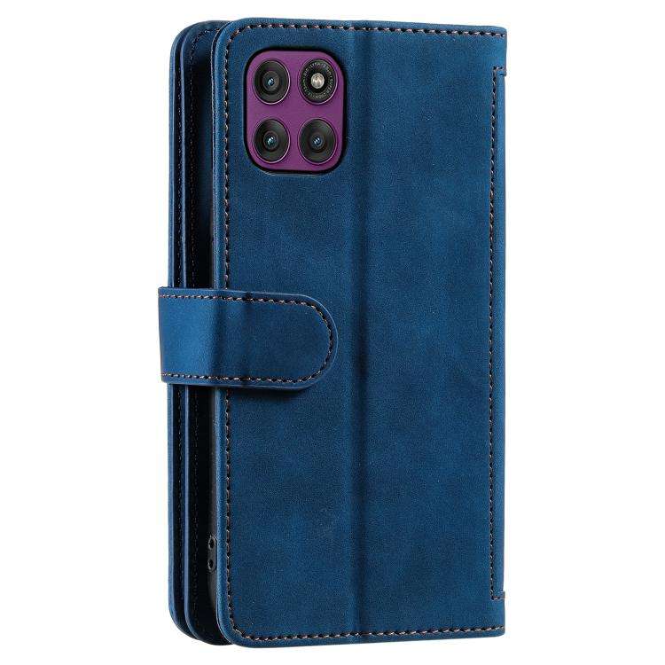 For Motorola Edge 60 Pro Nine Card Zipper Bag Leather Phone Case with Lanyard(Blue)