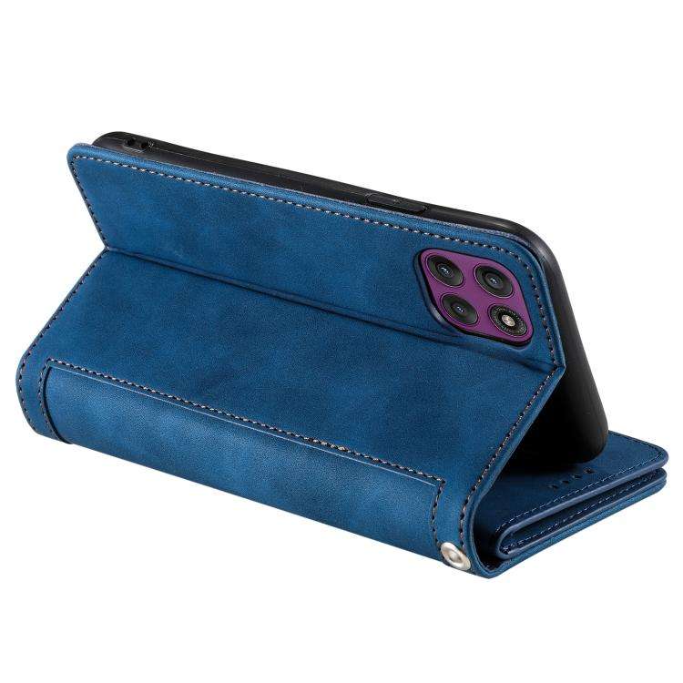 For Motorola Edge 60 Pro Nine Card Zipper Bag Leather Phone Case with Lanyard(Blue)
