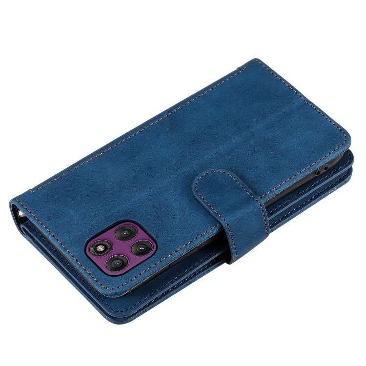 For Motorola Edge 60 Pro Nine Card Zipper Bag Leather Phone Case with Lanyard(Blue)