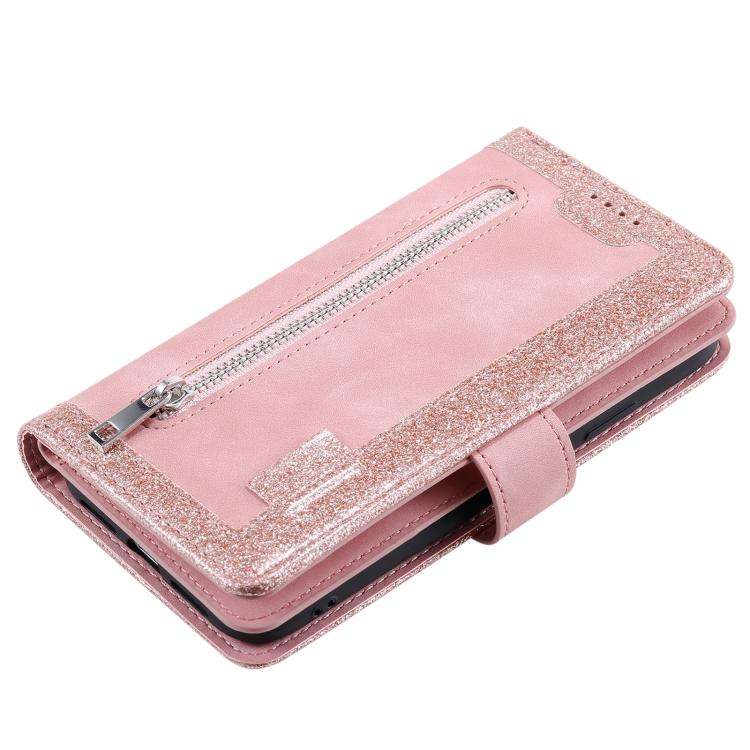 For Motorola Edge 60 Pro Nine Card Zipper Bag Leather Phone Case with Lanyard(Pink)