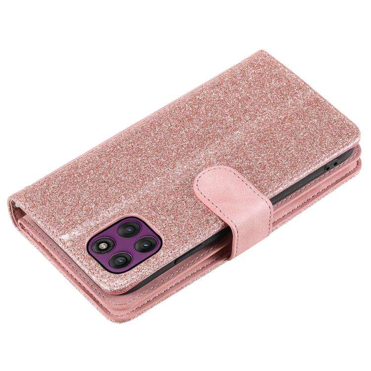 For Motorola Edge 60 Pro Nine Card Zipper Bag Leather Phone Case with Lanyard(Pink)