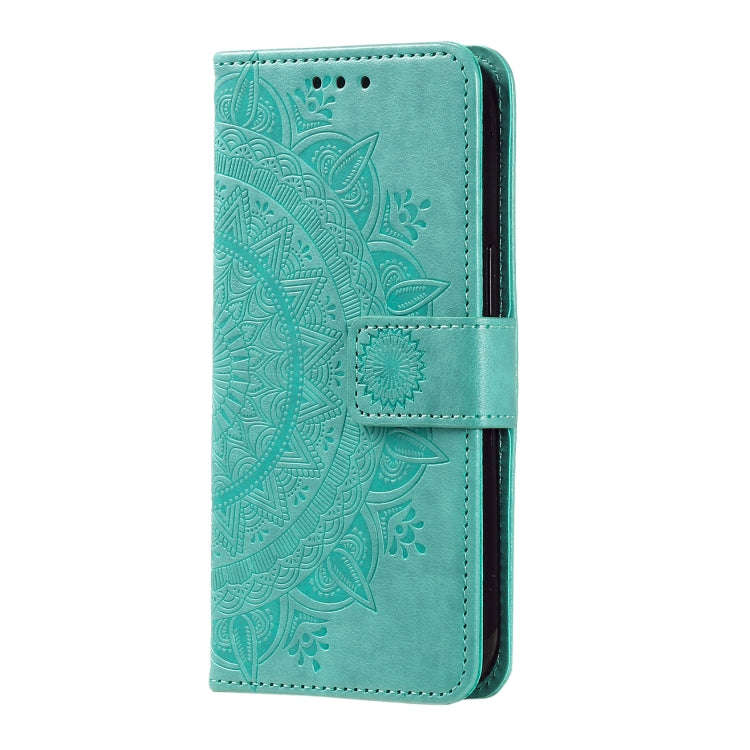 For Honor X6b 4G Global Totem Flower Embossed Leather Phone Case with Lanyard(Green)