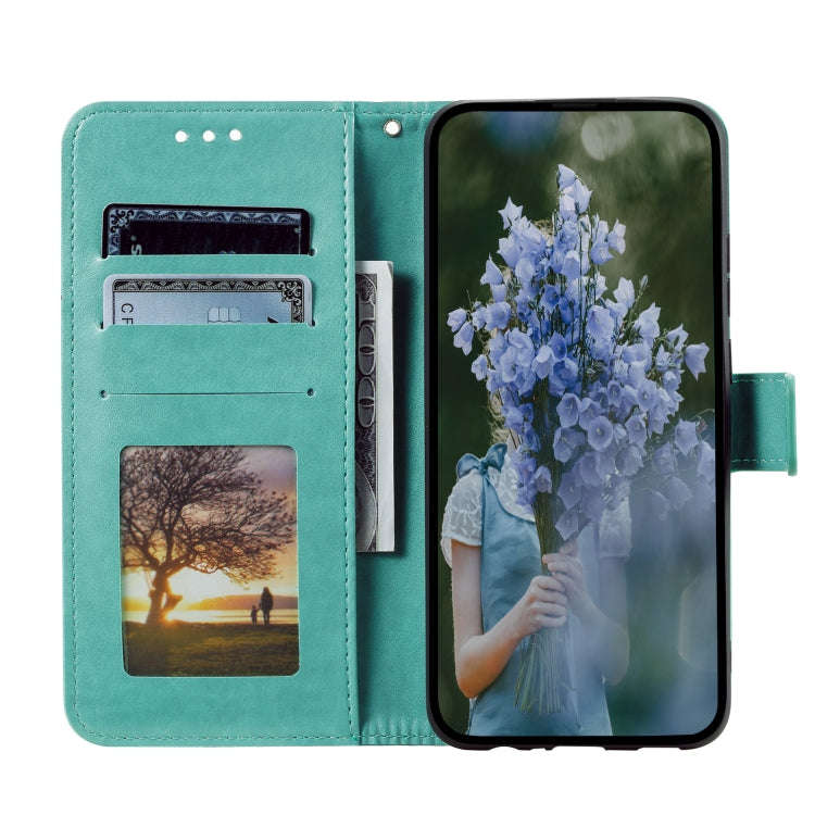For Honor X6b 4G Global Totem Flower Embossed Leather Phone Case with Lanyard(Green)