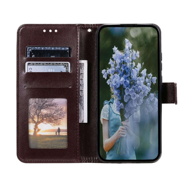 For Honor X6b 4G Global Totem Flower Embossed Leather Phone Case with Lanyard(Brown)