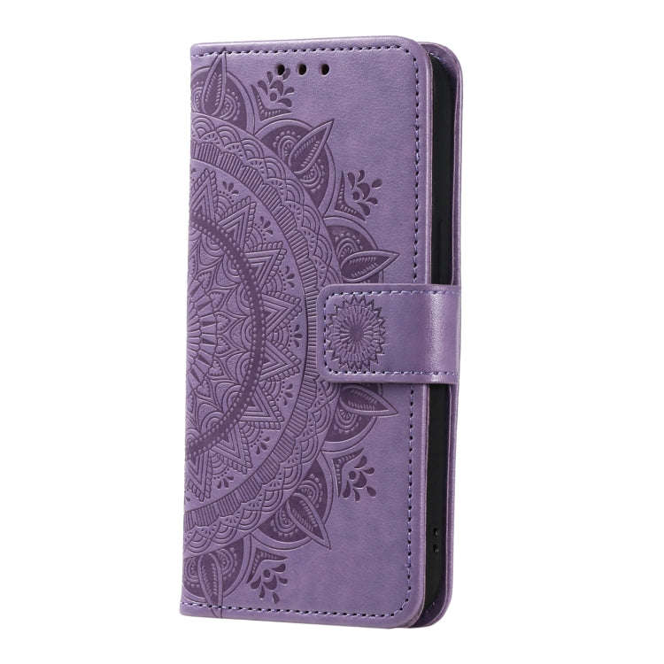 For Honor X6b 4G Global Totem Flower Embossed Leather Phone Case with Lanyard(Purple)