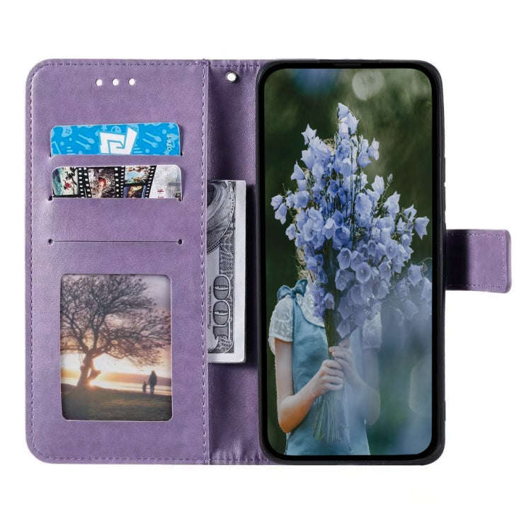 For Honor X6b 4G Global Totem Flower Embossed Leather Phone Case with Lanyard(Purple)
