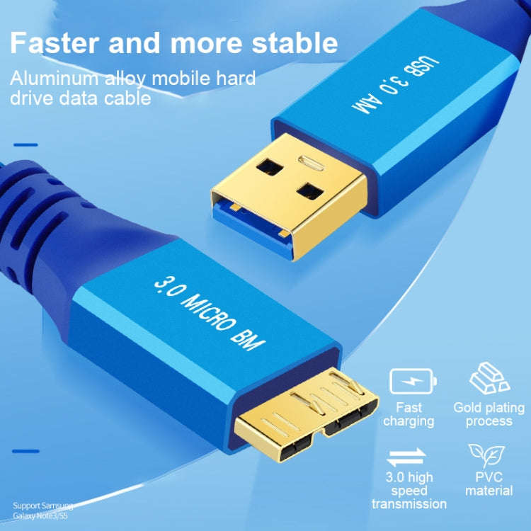 USB 3.0 Male To Micro USB 3.0 Male Braided Cable, Length:1m(Blue)