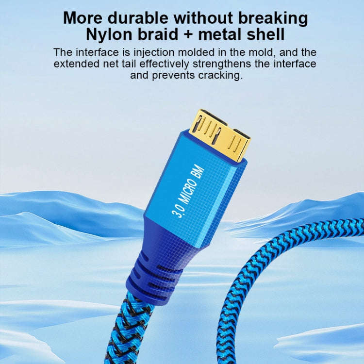 USB 3.0 Male To Micro USB 3.0 Male Braided Cable, Length:1m(Blue)