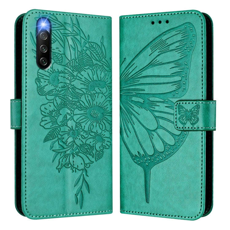 For Sony Xperia 10 IV Embossed Butterfly Leather Phone Case(Green)