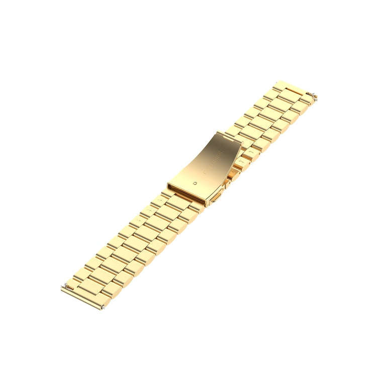 For Ticwatch GTX 22mm Three Buckle Stainless Steel Watch Band(Gold)