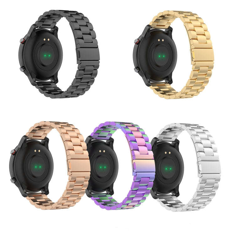 For Ticwatch GTX 22mm Three Buckle Stainless Steel Watch Band(Colour)